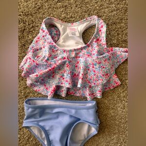 Ruffle Butts Pink, Blue & White Bubble Print Ruffled Baby Bikini